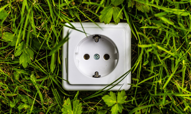 Steckdose auf Wiese